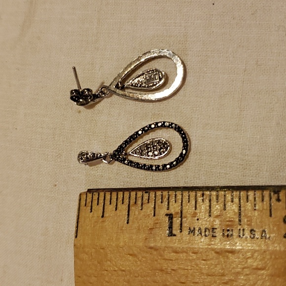 Sterling Silver and Marcasite Double Drop Earrings - Picture 5 of 6
